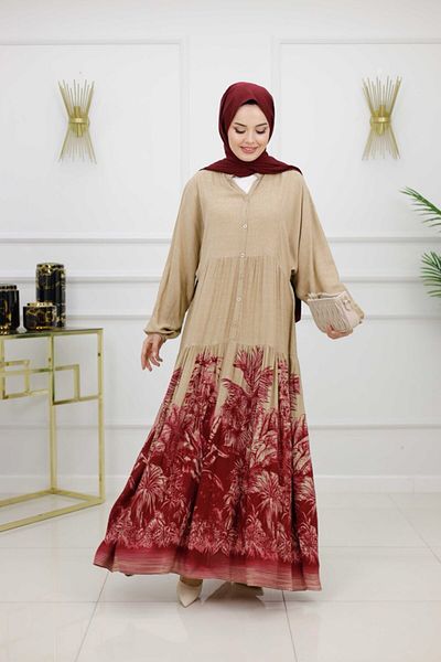 VALENS BOUTİQUE Women's Hijab Dress, Buttoned Dress