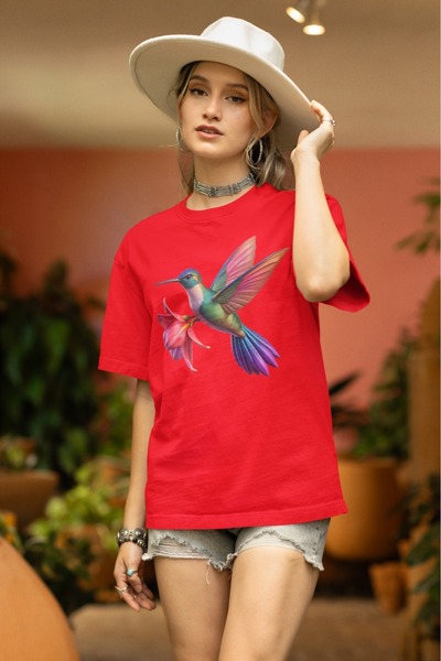 ArtYus Унисекс мъжка/дамска памучна тениска с принт на птици