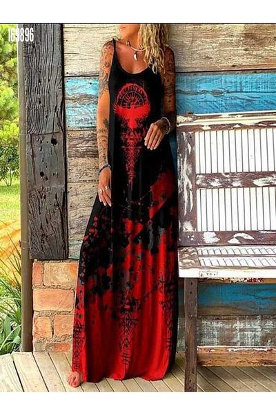 Cbm Cloth Squeeze Combed Digital Suspender Dress Red Rose Figure Necklace Gift