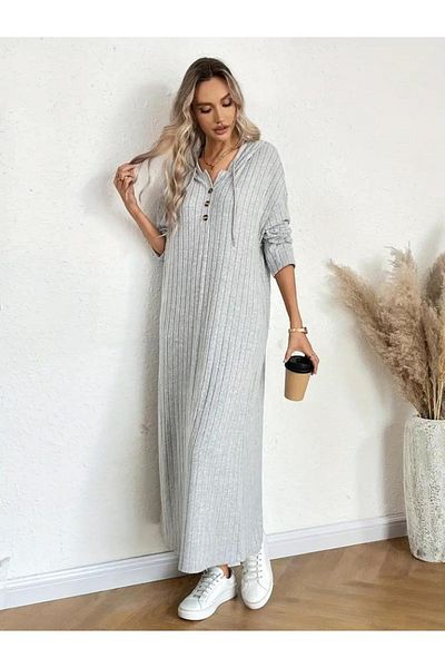 modamtn Women's long sleeve hooded lace up raised camisole long dress