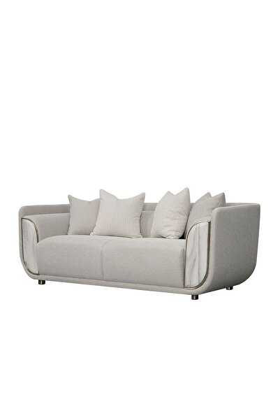 Danube Home Trident 2 Seater Fabric Sofa - Grey/Champagne L203xW100xH75cm