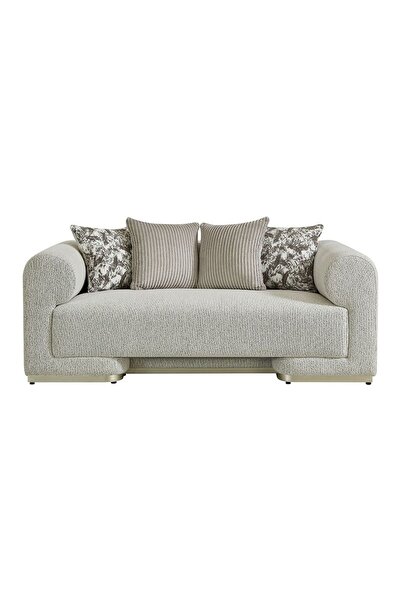 Danube Home Moldova 2 Seater Fabric Sofa - Grey/Champagne Silver L202xW99xH76cm