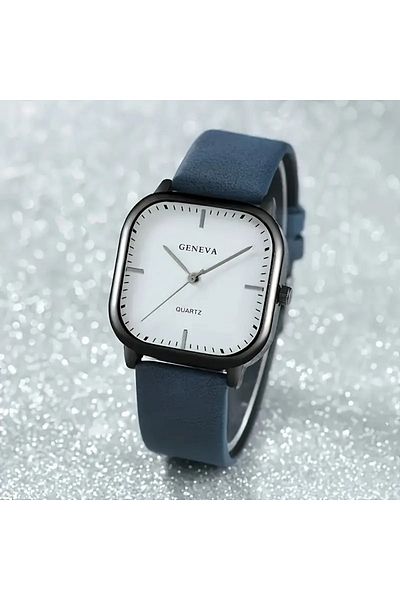 Feronnucci Men's Wristwatch Square Leather Band Analog Quartz Watch 611