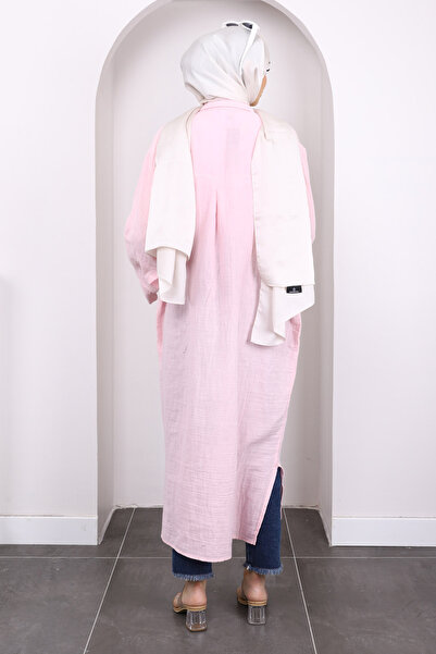 İmajButik Pink Buttoned Muslin Tunic