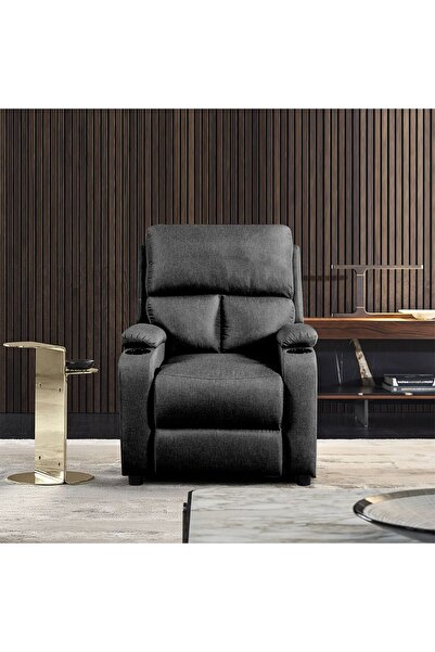 Danube Home Mystic 1 Seater Fabric Pushback Recliner with Cup Holder - Grey L83xW93xH103cm