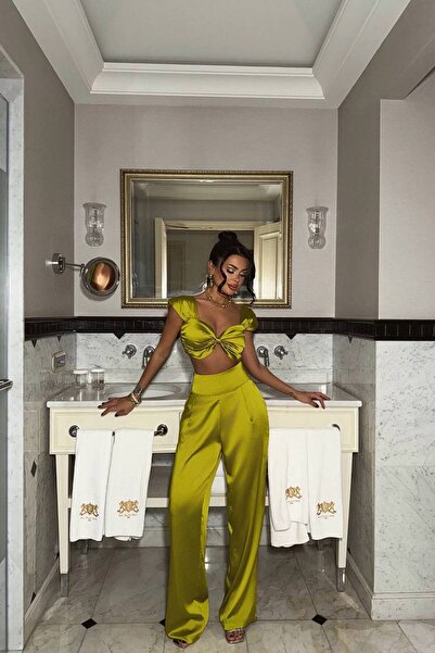 DİLA BOUTIQUE Saten Büstiyer pantolon takım