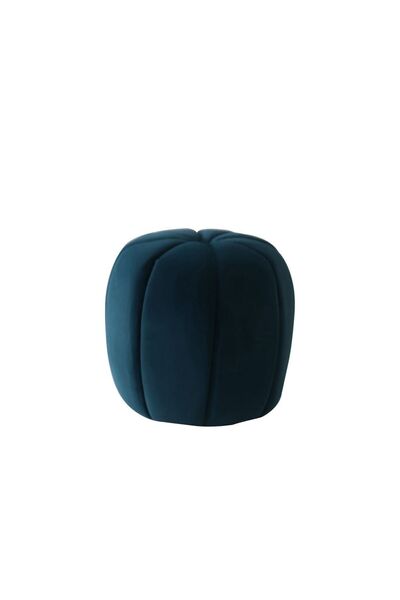 Danube Home Phupa Velvet Pumpkin Pouf Ottoman - Royal Blue, 44x44x42 cm, Upholstered Fabric, 2-Year Warranty