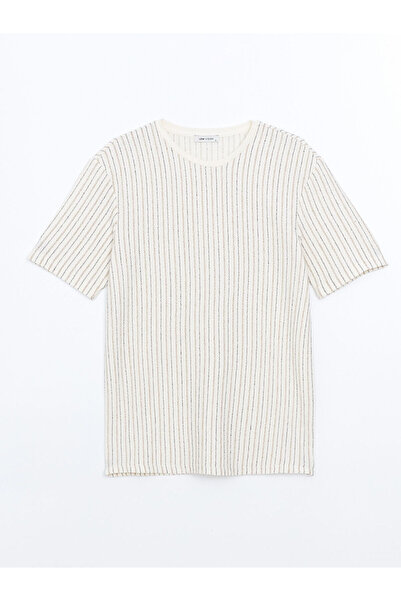 LC Waikiki Nevavm with a Difference Oval Collar Short Sleeve Striped Men's T-...
