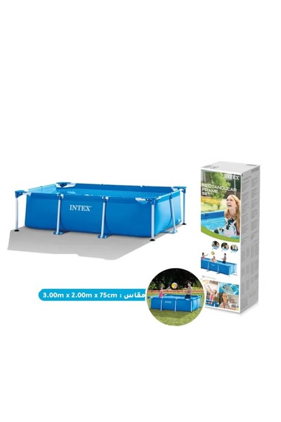 Intex حوض سباحة مستطيل فوق الأرض 300x200x75 سم