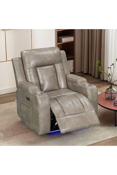 Danube Home Tacos 1 Seater Faux Leather Power Motion Recliner - Taupe L92xW93xH103cm