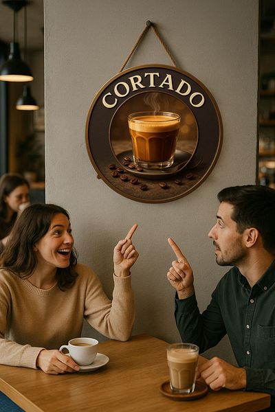 Nod Στρογγυλή πινακίδα καφέ με θέμα Cortado – Ξύλινη διακόσμηση τοίχου & πόρτας με κορδόνι από γιούτα |   Στολίδι σε στυλ Barista