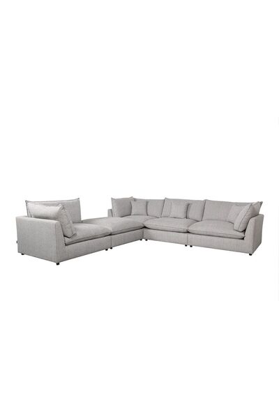 Danube Home Napoleon 1-Seater Ottoman Fabric Modular Sofa - Grey, Solid Wood, 2-Year Warranty, 109x109x47cm