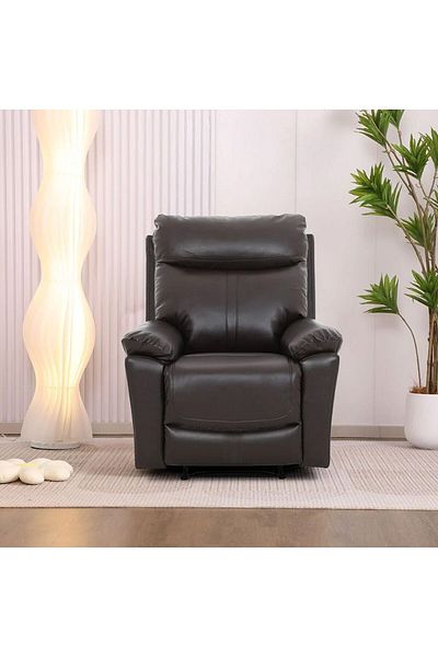 Danube Home كرسي استرخاء من الجلد الصناعي من فالور بمقعد واحد - بني غامق - الطول 88 سم × العرض 93 سم × الارتفاع 100 سم