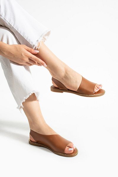 SOLDOY Women's Tan Short Heeled Daily Comfortable Sandals