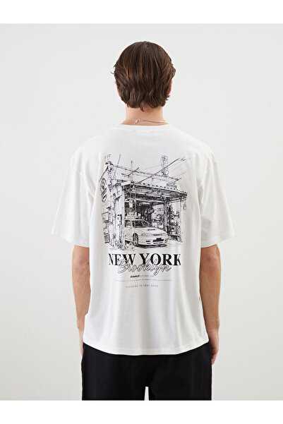 LC Waikiki Ανδρικό μπλουζάκι XSIDE Crew Neck New York με στάμπα από χτενισμένο βαμβάκι