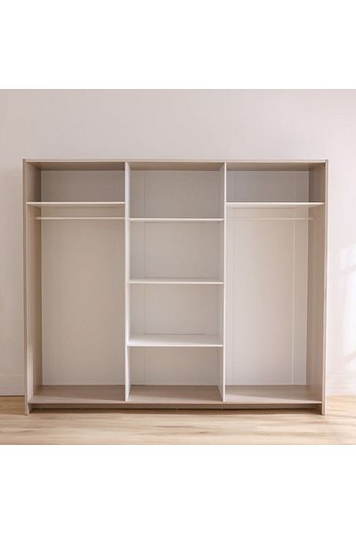 Danube Home Barney 6 Door Wardrobe - Beige/Brown L240xW60xH220cm