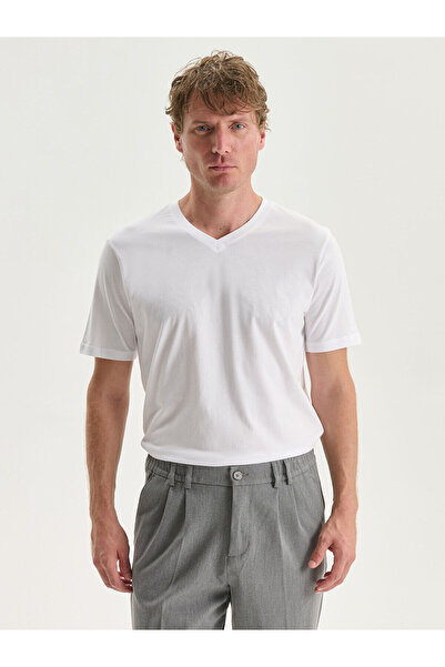 LC Waikiki Визия Нова колекция Мъжка тениска с V-образно деколте и къс ръкав