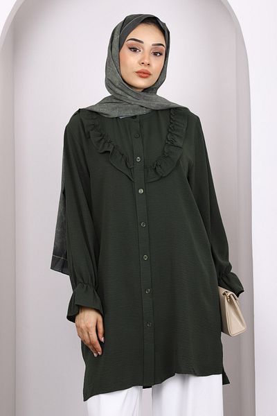 İmajButik Χακί μπούκλα μπροστά Ayrobin τουνίκ