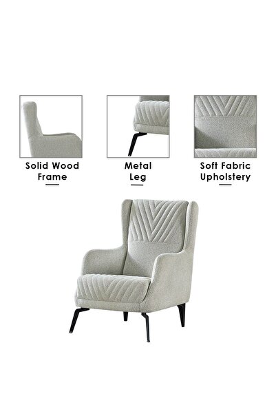 Danube Home Elegance 1 Seater Fabric Sofa - Grey L72xW82xH100cm