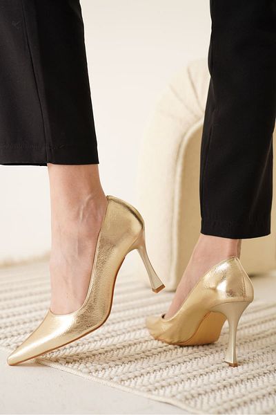 Zerenyus Blade Premium Gold Patent Leather Women's Stiletto