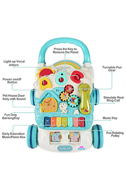 Shoplandu 4'ü 1 Arada Bebek İlk Adım Arabası Fonksiyonlu Yürüteç,Aktivite Mer...