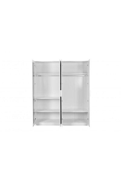 Danube Home Thomas / New Allano /Kensley 4 Door Wardrobe w/ Mirror inside - White L181.6xW59.5xH216cm