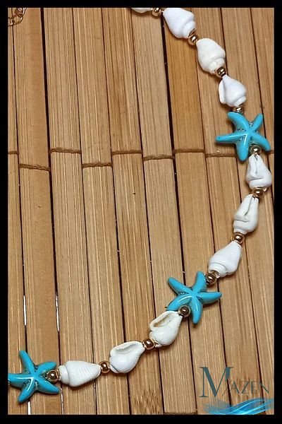 MAZEN Seashell Necklace with Starfish Detail |   Summer Handmade Women's Jewelry Accessory
