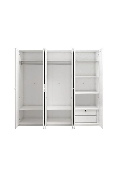 Danube Home Calm 6 Door Wardrobe w/ Mirror - White L240xW59.6xH225cm