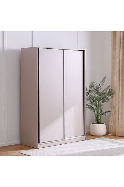 Danube Home Manila 1.4 M Sliding Door Wardrobe - Taupe Grey L60xW140xH209cm