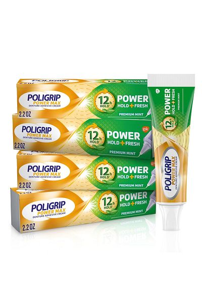 POLIGRIP كريم سوبر بولي جريب باور ماكس باور هولد + فريش للأسنان، بنكهة النعناع الفاخر - 62.4 جم