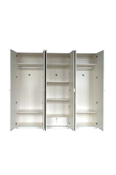 Danube Home Naples 6 Door Wardrobe with Mirror - Beige L238.2xW59.8xH220cm