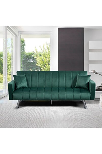 Danube Home Glam 2 Seater Fabric Sofa Bed - Green L185xW81xH77cm