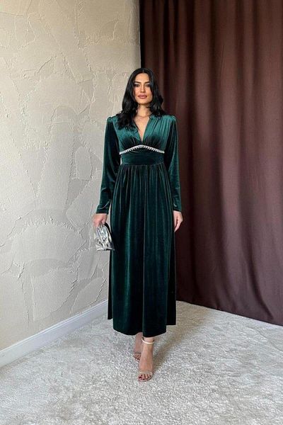 VİBE UNİCO Rochie de piatră sub bust de smarald