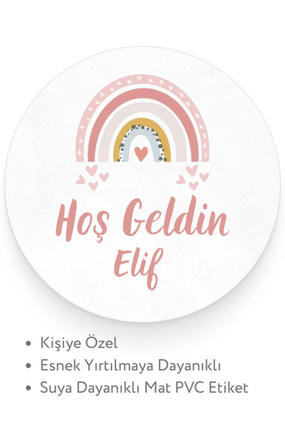 alışveriş kurdu Kişiye Özel Hoş Geldin Bebek Doğum Günü Mevlüt Etiketi (Sticker) 70 Adet