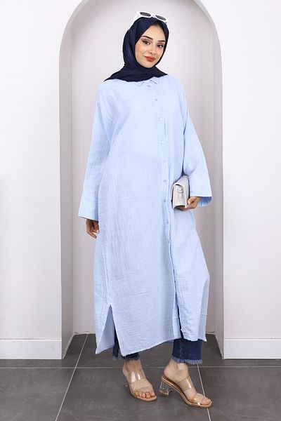 İmajButik Μουσελίνα με μπλε κουμπιά