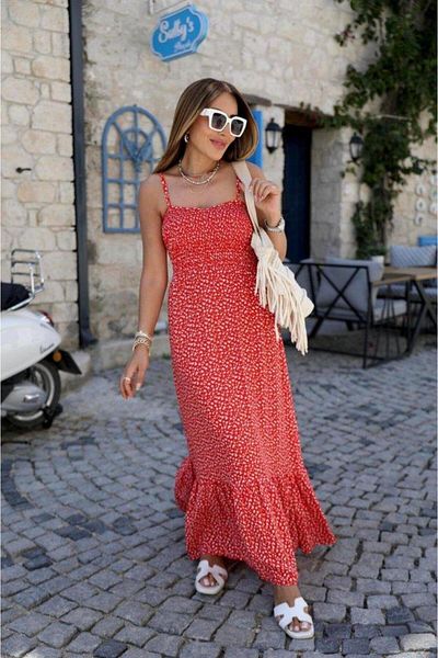 modamtn Red Skirt Ruffle Dress