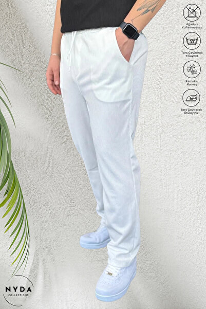 Nyda Collections Men's Corded Ottoman Fabric Seasonal Lycra Pocket Elastic Waist Lace-Up Trousers