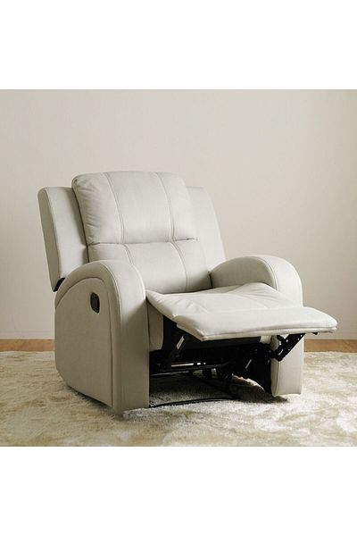Danube Home Crimson 1 Seater Fabric Recliner Sofa - Off-White L83xW96xH97cm