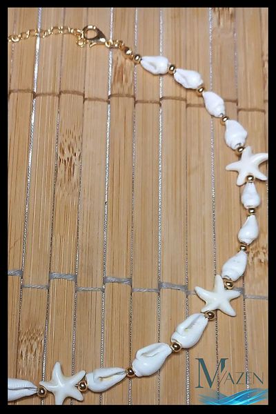 MAZEN Seashell Necklace with Starfish Detail |   Summer Handmade Women's Jewelry Accessory