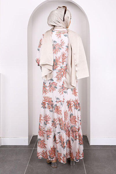 İmajButik Tile Patterned Chiffon Dress