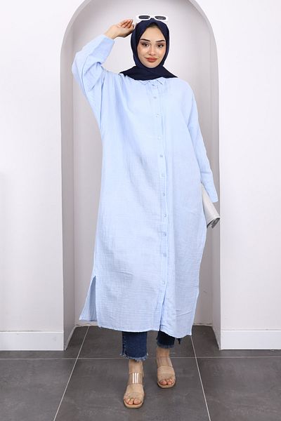 İmajButik Μουσελίνα με μπλε κουμπιά