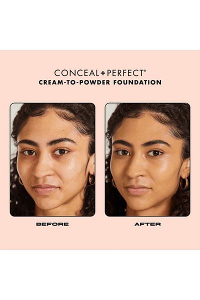 MILANI كريم أساس كونسيل + لمسة نهائية ناعمة مثالية من الكريم إلى البودرة 275 عنبري تغطية كاملة وخفيف الوزن