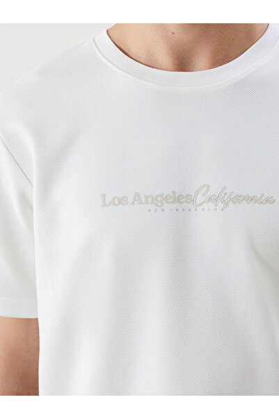 LC Waikiki Ανδρικό μπλουζάκι από βαμβάκι με στάμπα με λαιμόκοψη