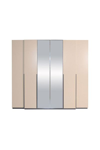 Danube Home Mulligan 6 Door Wardrobe W/2 Mirrors-Khaki L240.4xW61.8xH220cm