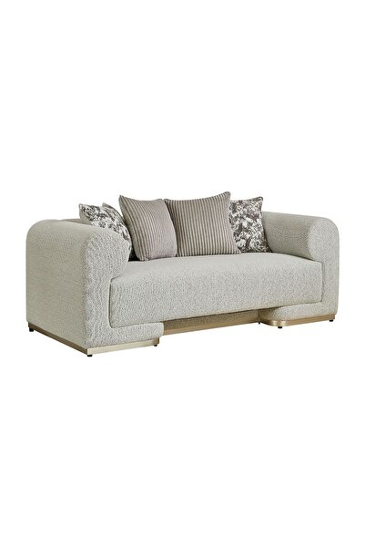 Danube Home Moldova 2 Seater Fabric Sofa - Grey/Champagne Silver L202xW99xH76cm