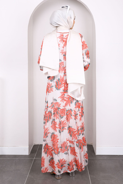 İmajButik Φόρεμα σιφόν με μοτίβο λουλουδιών ρόδας