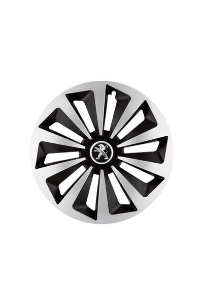 Autohelix MSA Set de 4 capace jante Fox Gri-Negru R16 pentru gama auto Peugeot