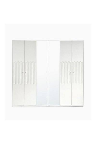 Danube Home Naples 6 Door Wardrobe with Mirror - Beige L238.2xW59.8xH220cm