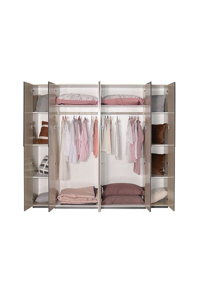 Danube Home Mulligan 6 Door Wardrobe W/2 Mirrors-Khaki L240.4xW61.8xH220cm