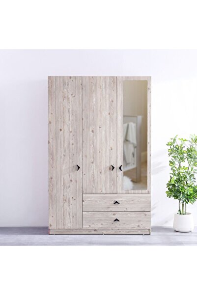 Danube Home خزانة ملابس بليس بثلاثة أبواب مع درجين ومرآة - لون بلوط ووردي، ال...